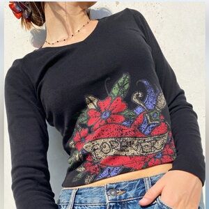 Subdued forever long sleeve crop T-shirt top graphic size S